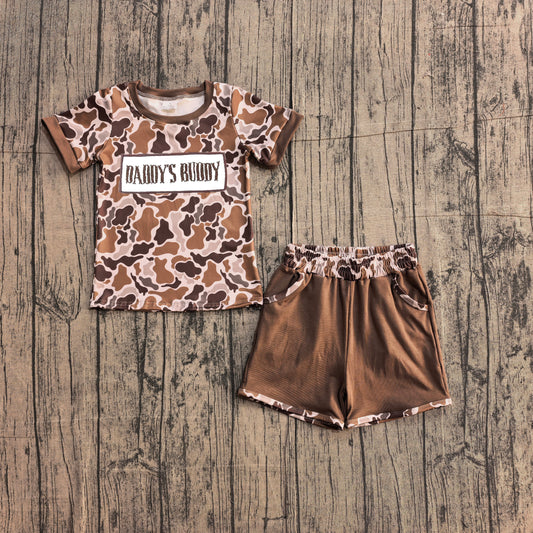 Daddy's buddy embroidery camo kids boys outfits