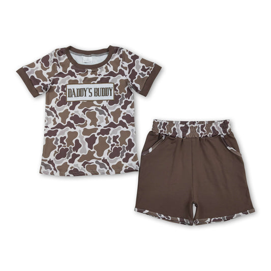 Daddy's buddy embroidery camo kids boys outfits