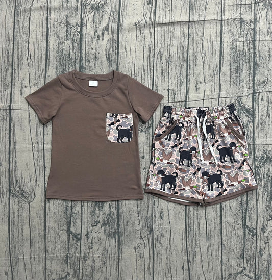 Pocket top dog duck camo hunting shorts boys outfits