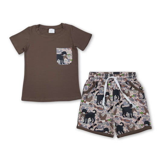 Pocket top dog duck camo hunting shorts boys outfits