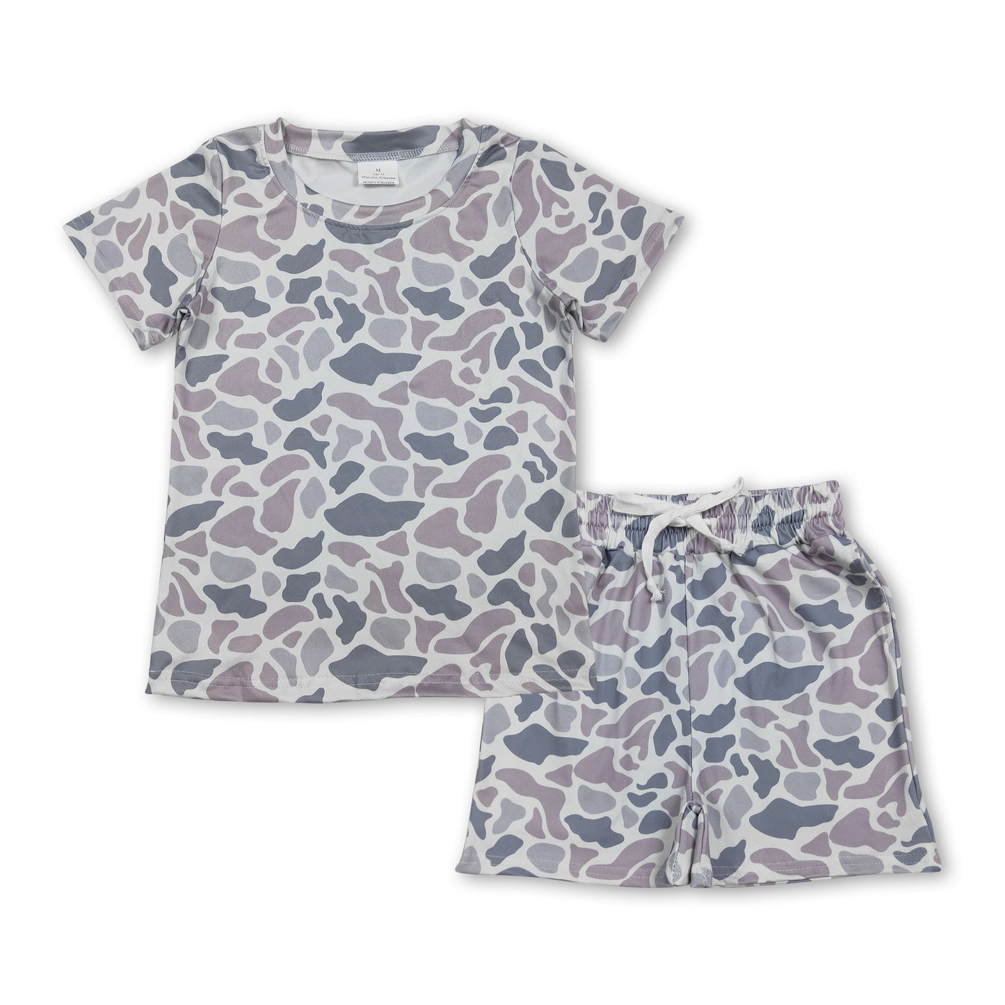 Grey camo short sleeves top shorts kids boys outfits