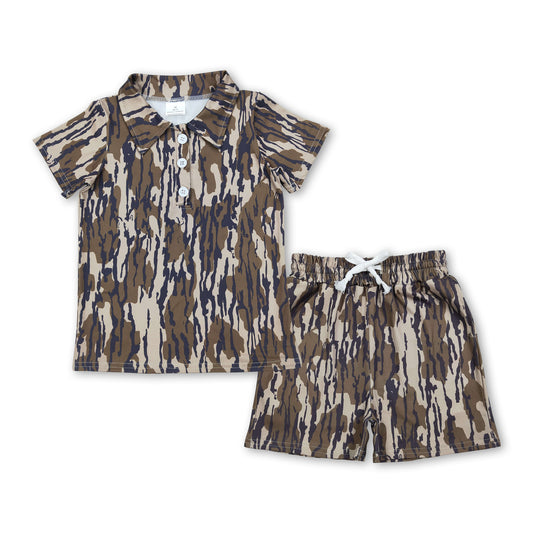 Camo polo shirt shorts kids boys summer outfits