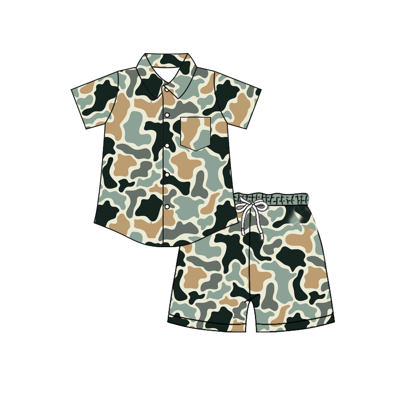 Black camo button down shirt shorts boys outfits