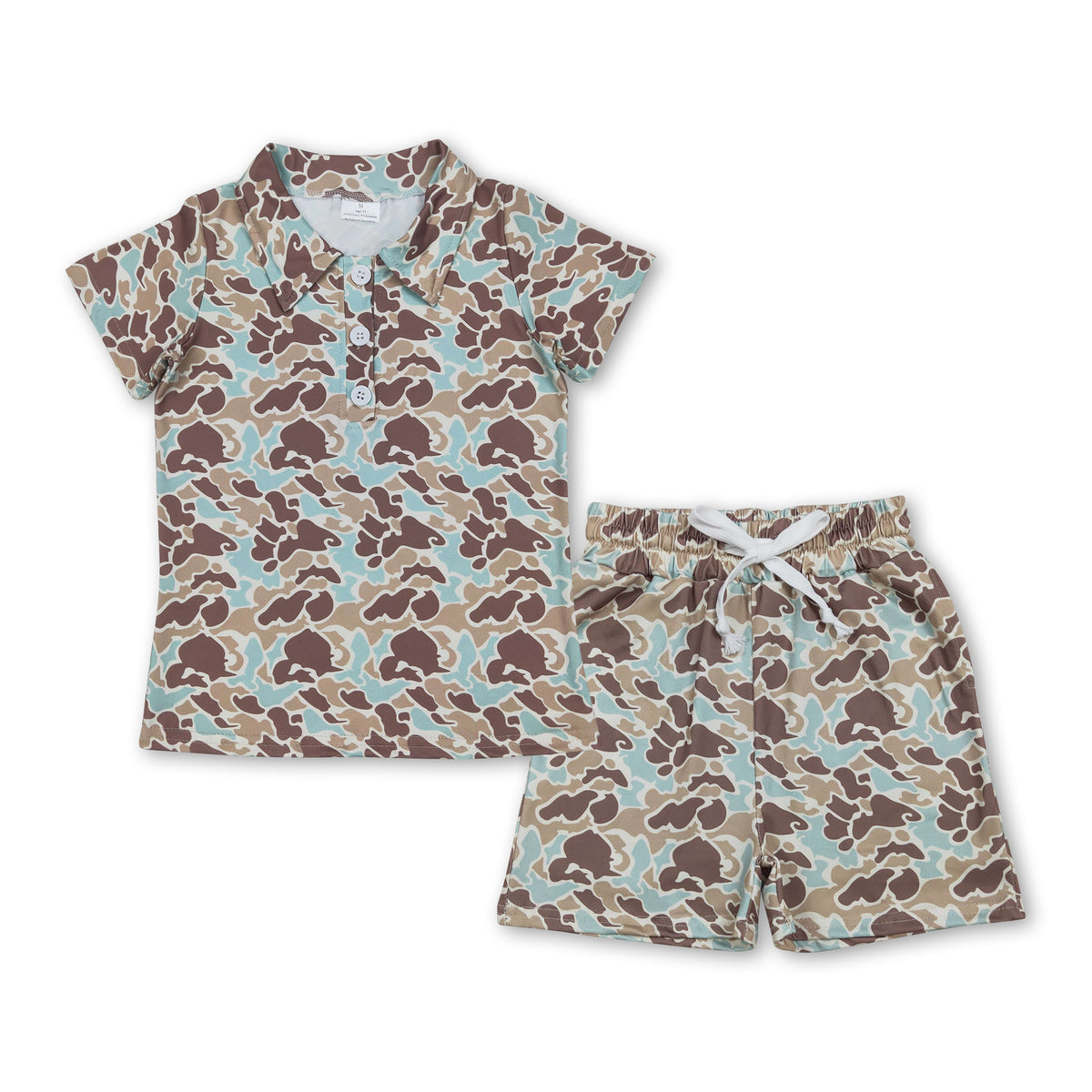 Mint camo polo shirt shorts boys summer outfits
