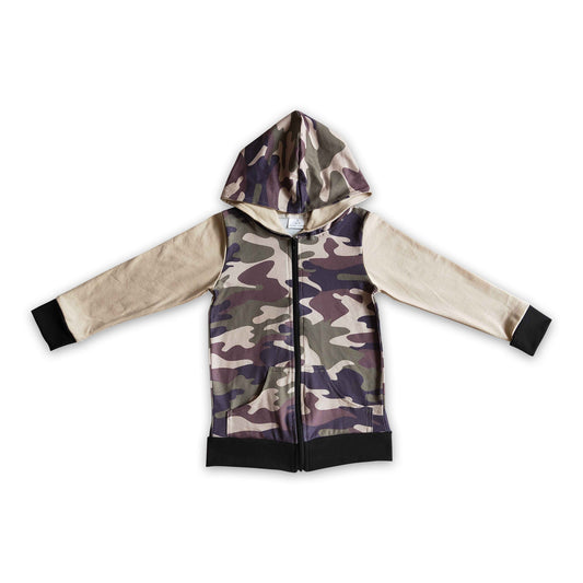 Camo long sleeves kids boy hoodie jacket