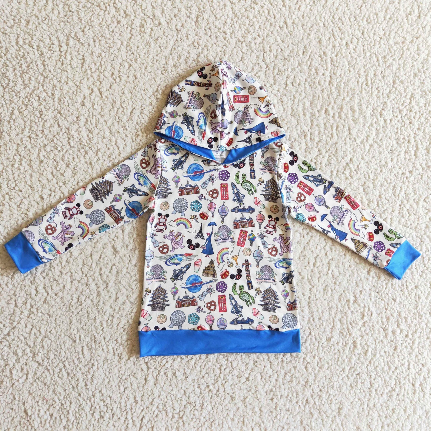 Blue mouse dinosaur kids boy cute hoodie