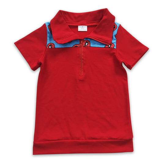 Short sleeves spider red kids boy pullover