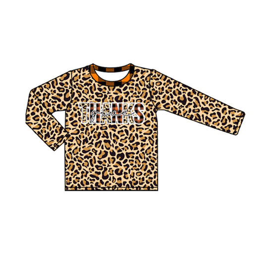 Thanks leopard long sleeves baby kids Thanksgiving shirt