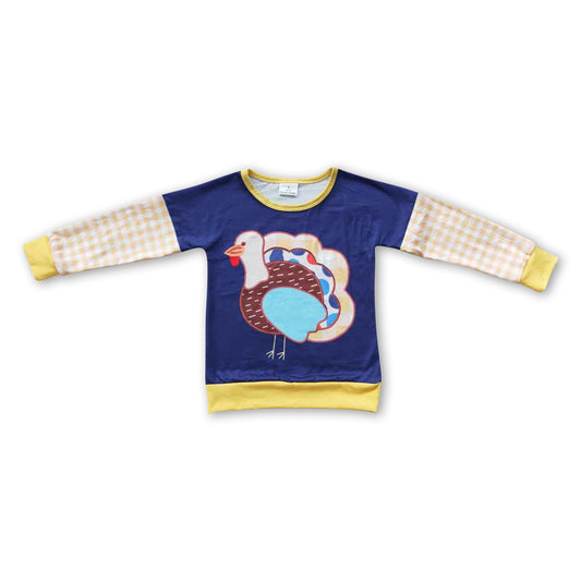 Turkey plaid long sleeves baby kids Thanksgiving shirt