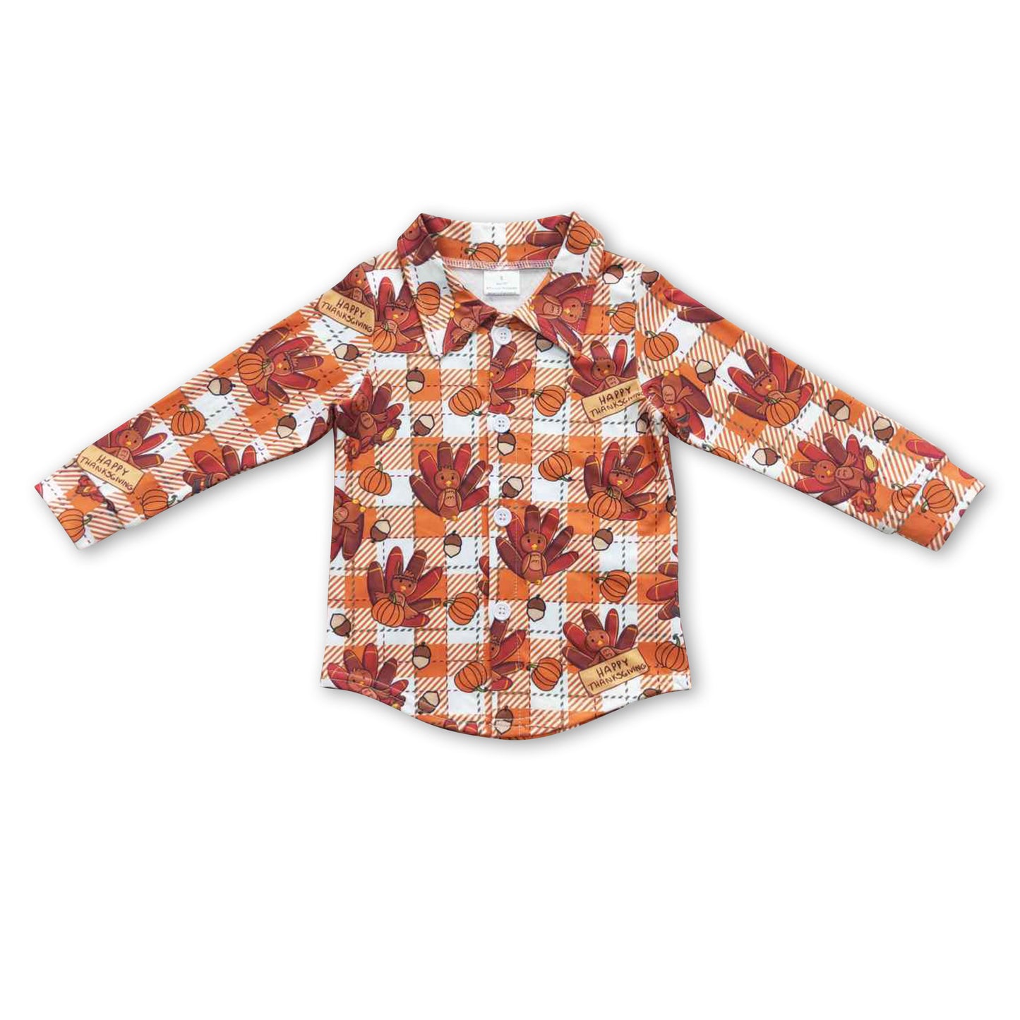 Turkey pumpkin long sleeves baby boy Thanksgiving shirt