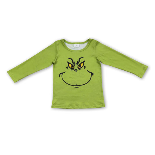 Green face long sleeves kids boy Christmas shirt