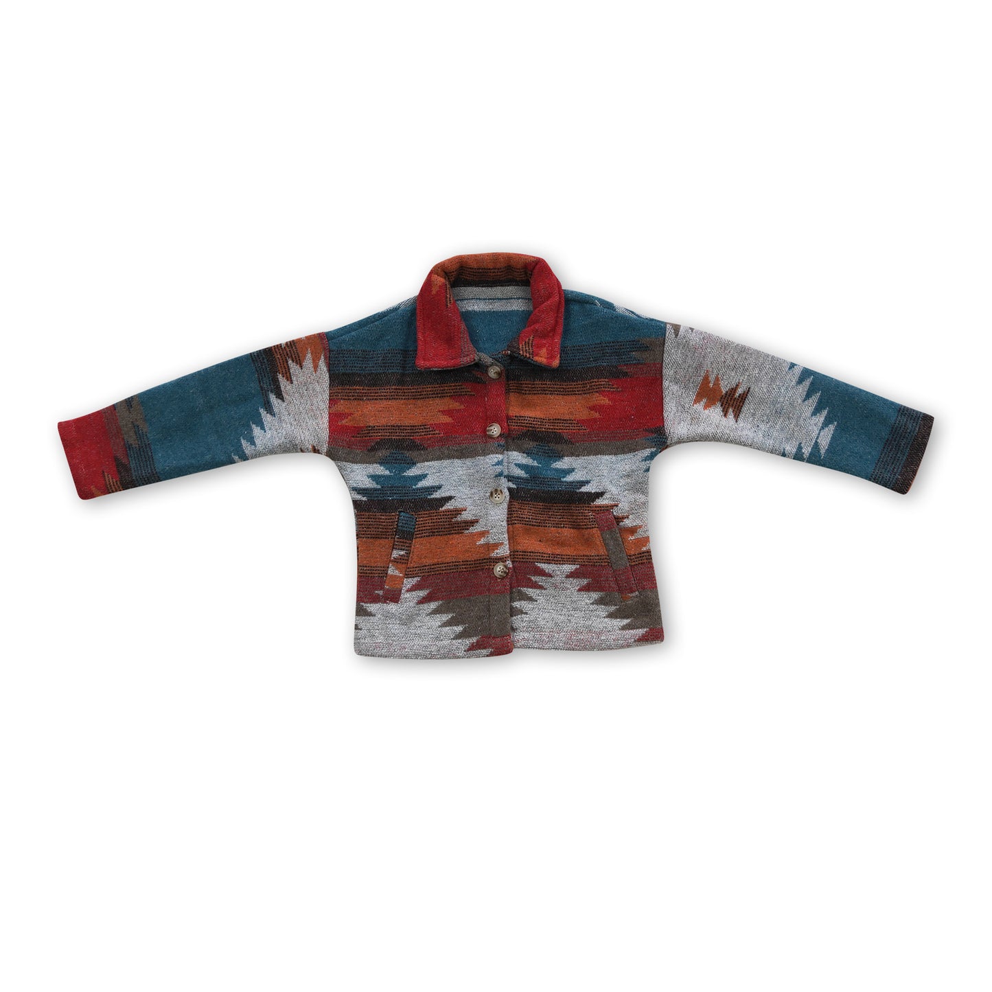 Blue aztec baby kids flannel button up shirt