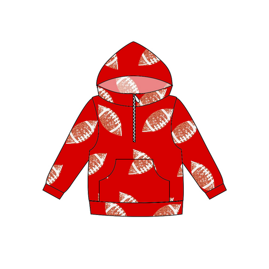 Red football long sleeves kids girls hoodie