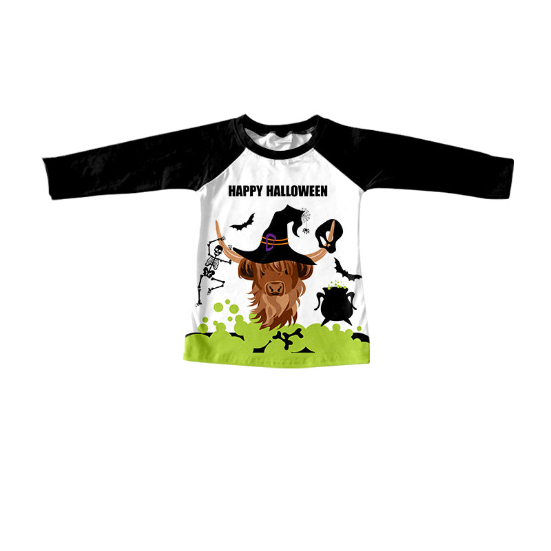 Happy Halloween highland cow kids boy raglan