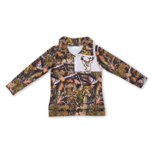 Deer plaid camo kids boy hunting pullover