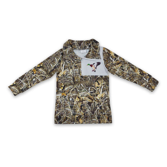 Duck plaid camo kids boy hunting pullover