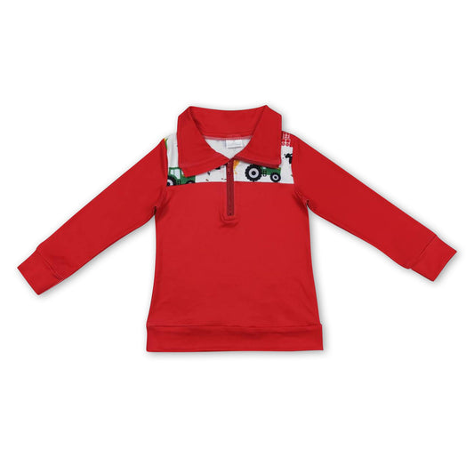 Chicken cow corn kids boy farm zipper pullover