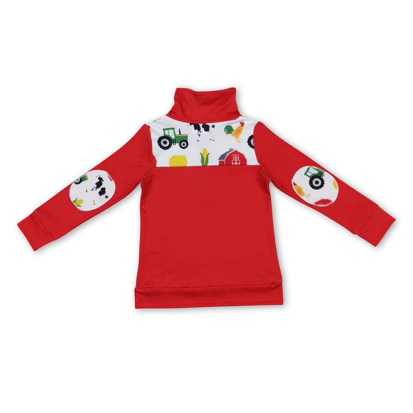 Chicken cow corn kids boy farm zipper pullover