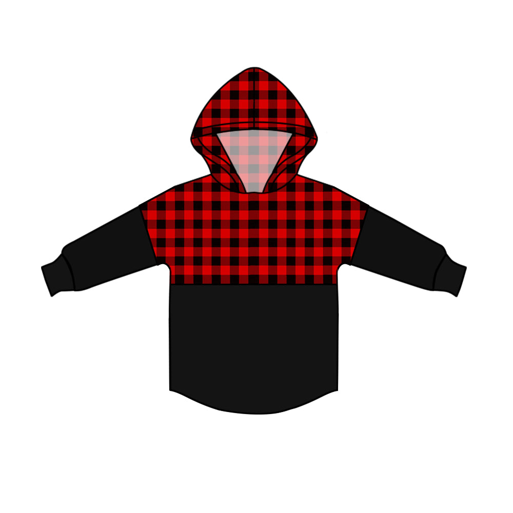 Buffalo plaid black long sleeves kids Christmas hoodie