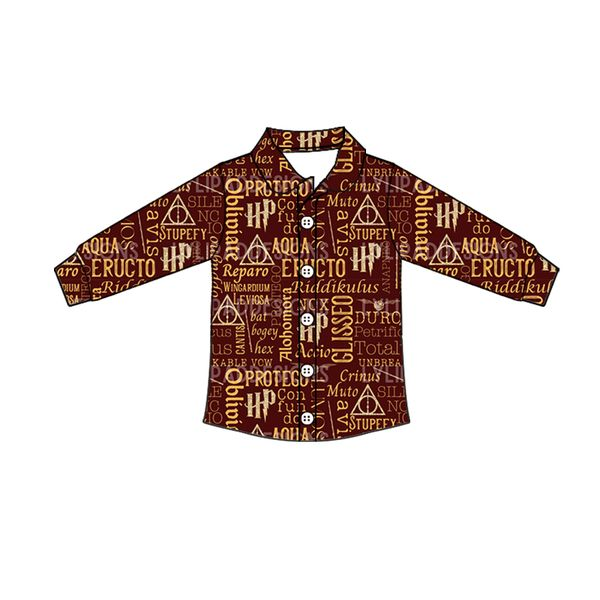 Maroon magic long sleeves boy button downn shirt