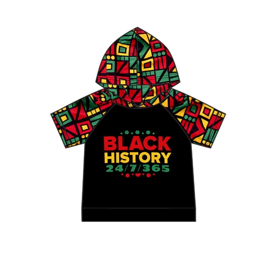 Black yellow red green short sleeves kids hoodie