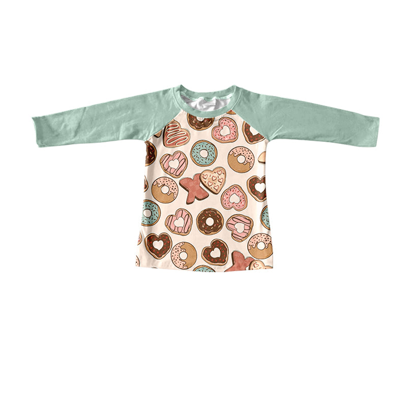 Heart donut long sleeves kids valentine's shirt