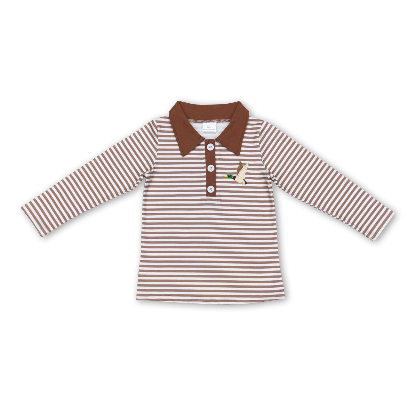 Long sleeves khaki stripe duck kids boy polo shirt