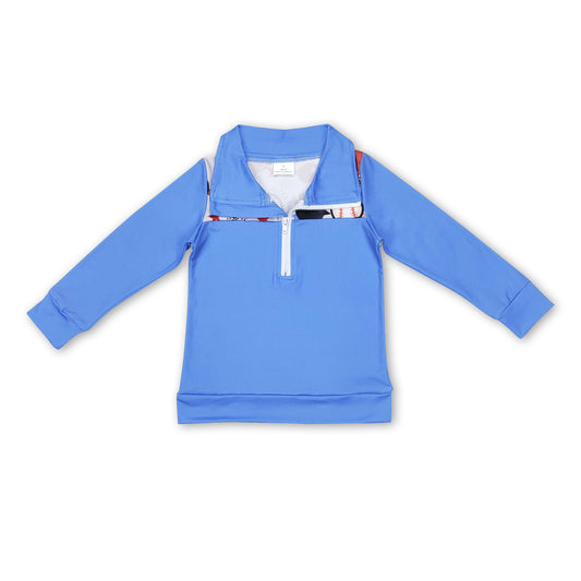 Baseball stars long sleeves kids boy zipper pullover