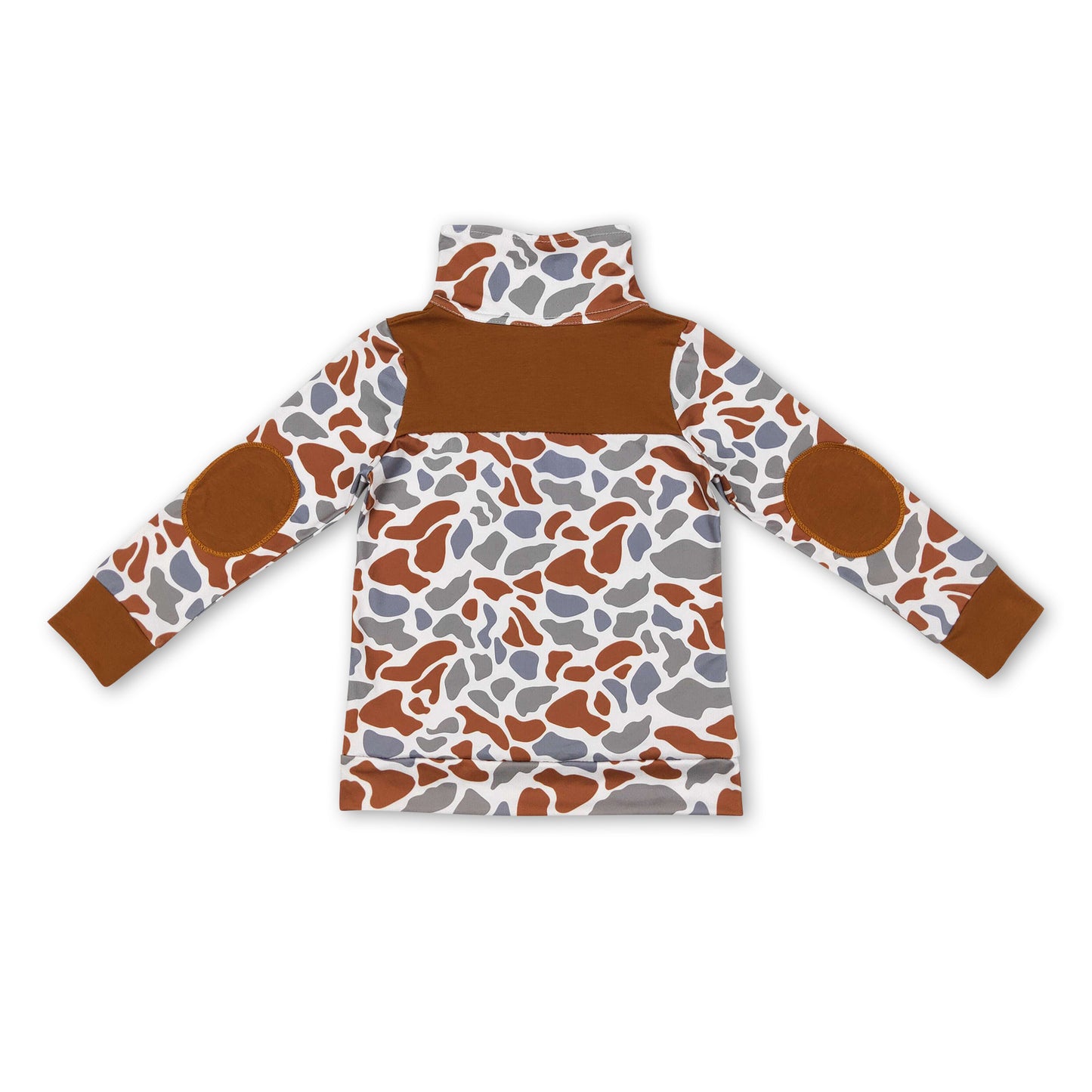 Brown camo long sleeves kids boy zipper pullover