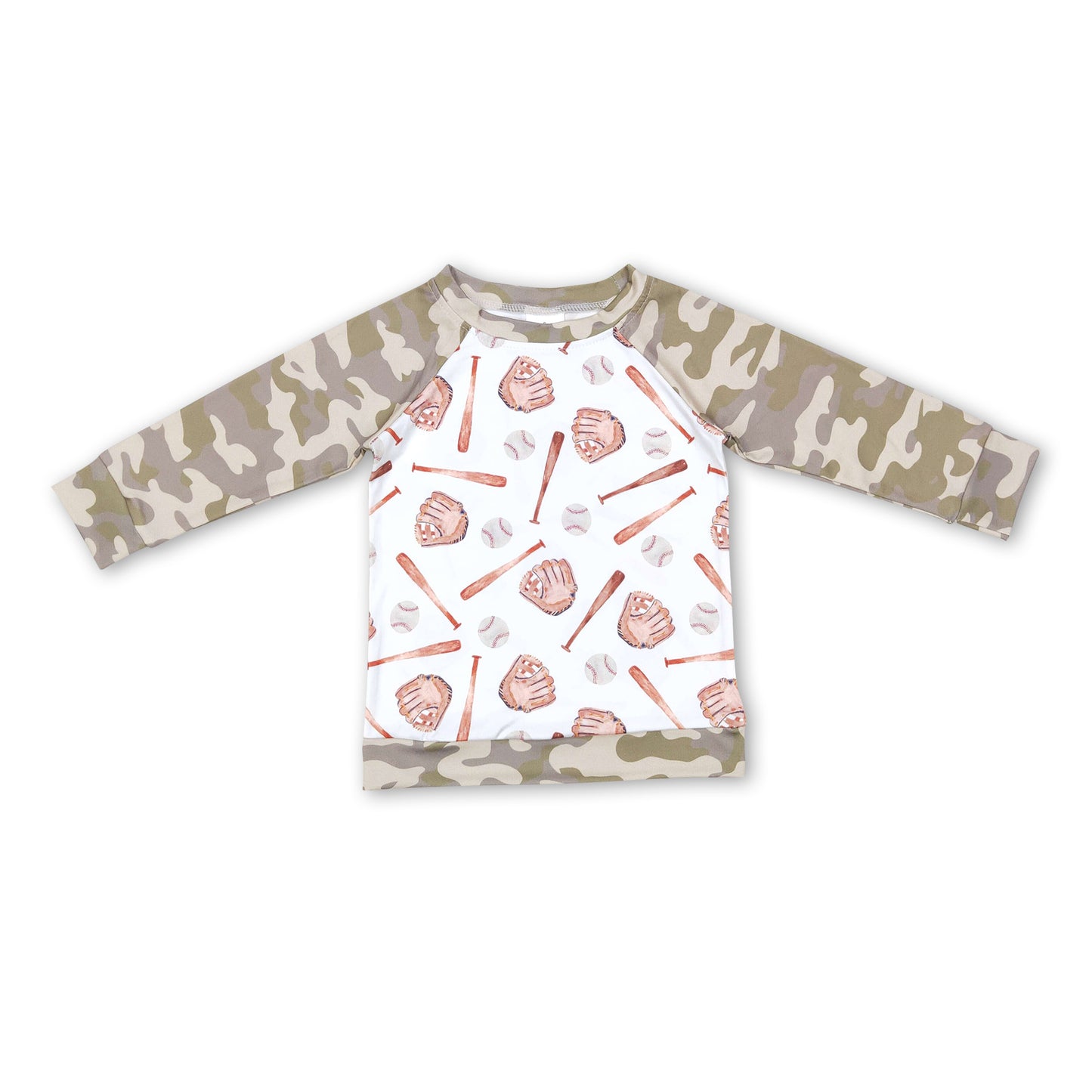 Camo long sleeves baseball baby boy shirt