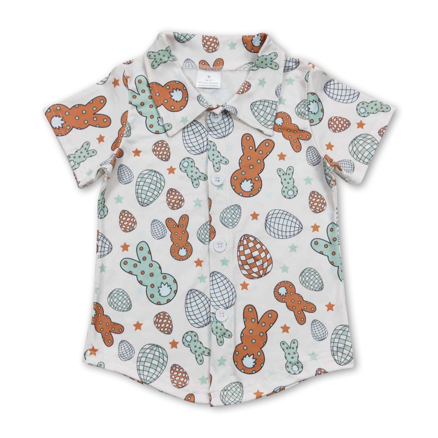 Bunny eggs kids boys easter button down shirt