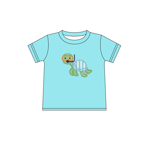 Aqua short sleeves turtle kids boys summer shirt