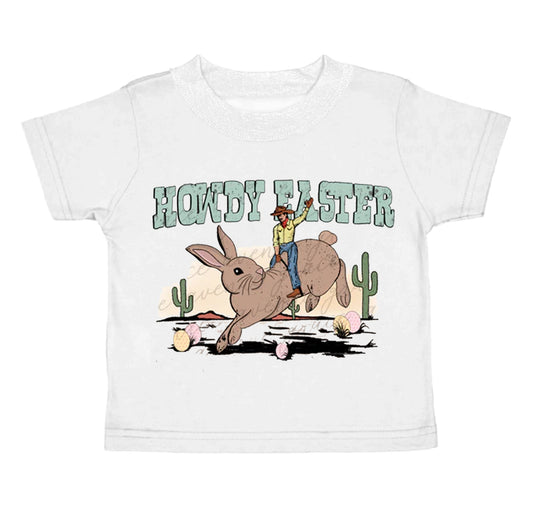 Howdy easter bunny cactus eggs kids boys shirt