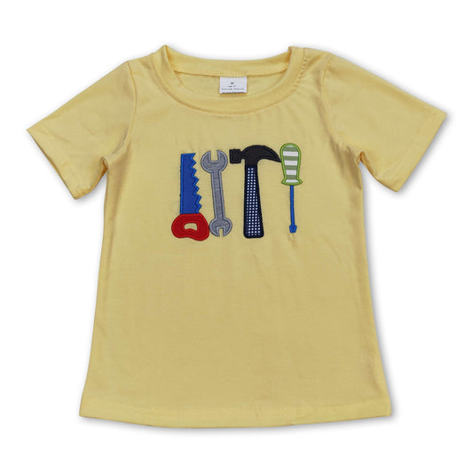 Yellow short sleeves tool kids boys summer shirt