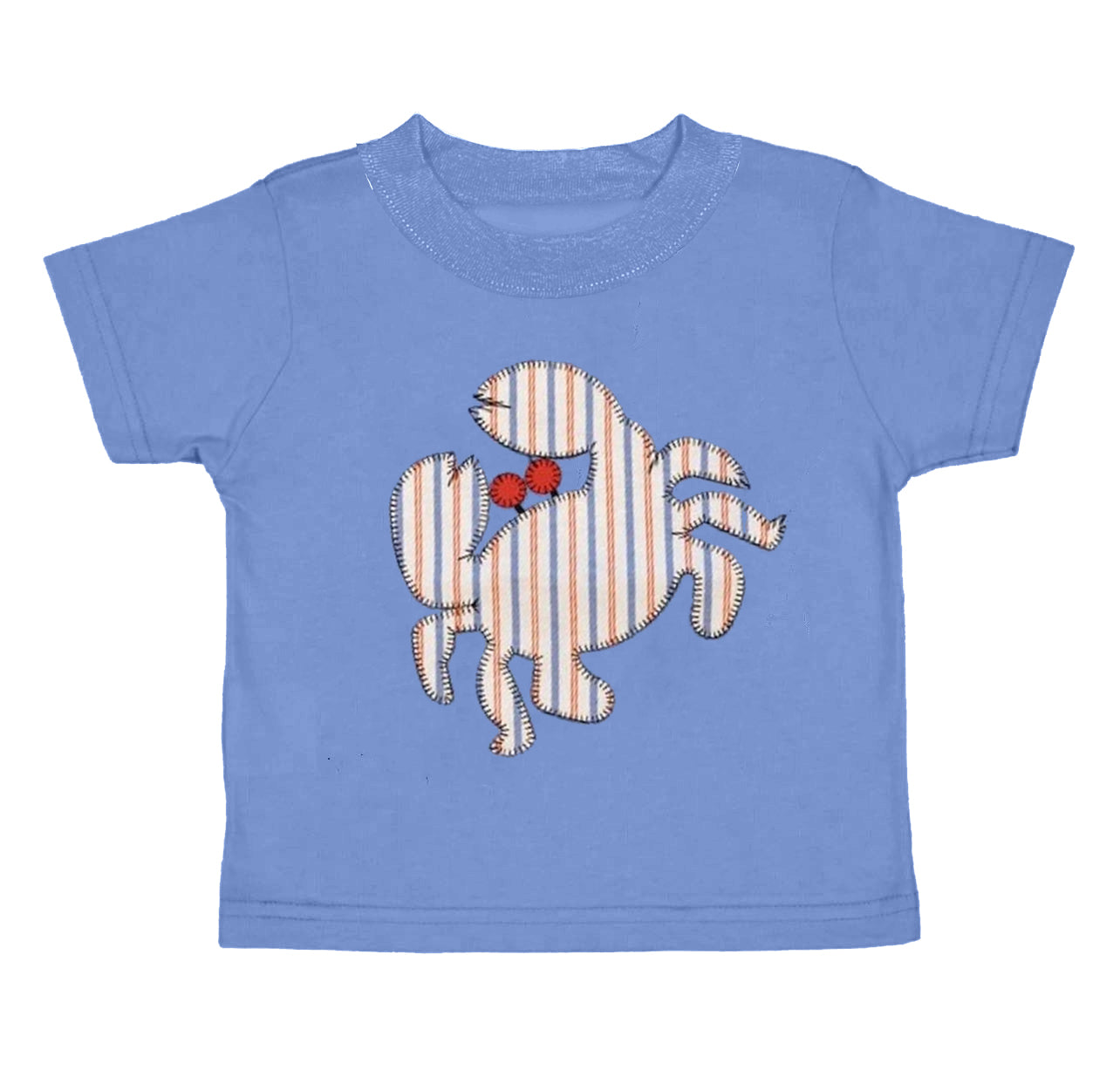 Blue short sleeves crab girls summer T-shirt