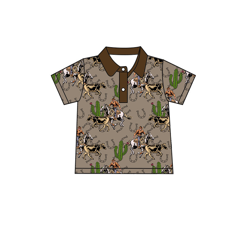 Cactus rodeo short sleeves kids boys polo shirt