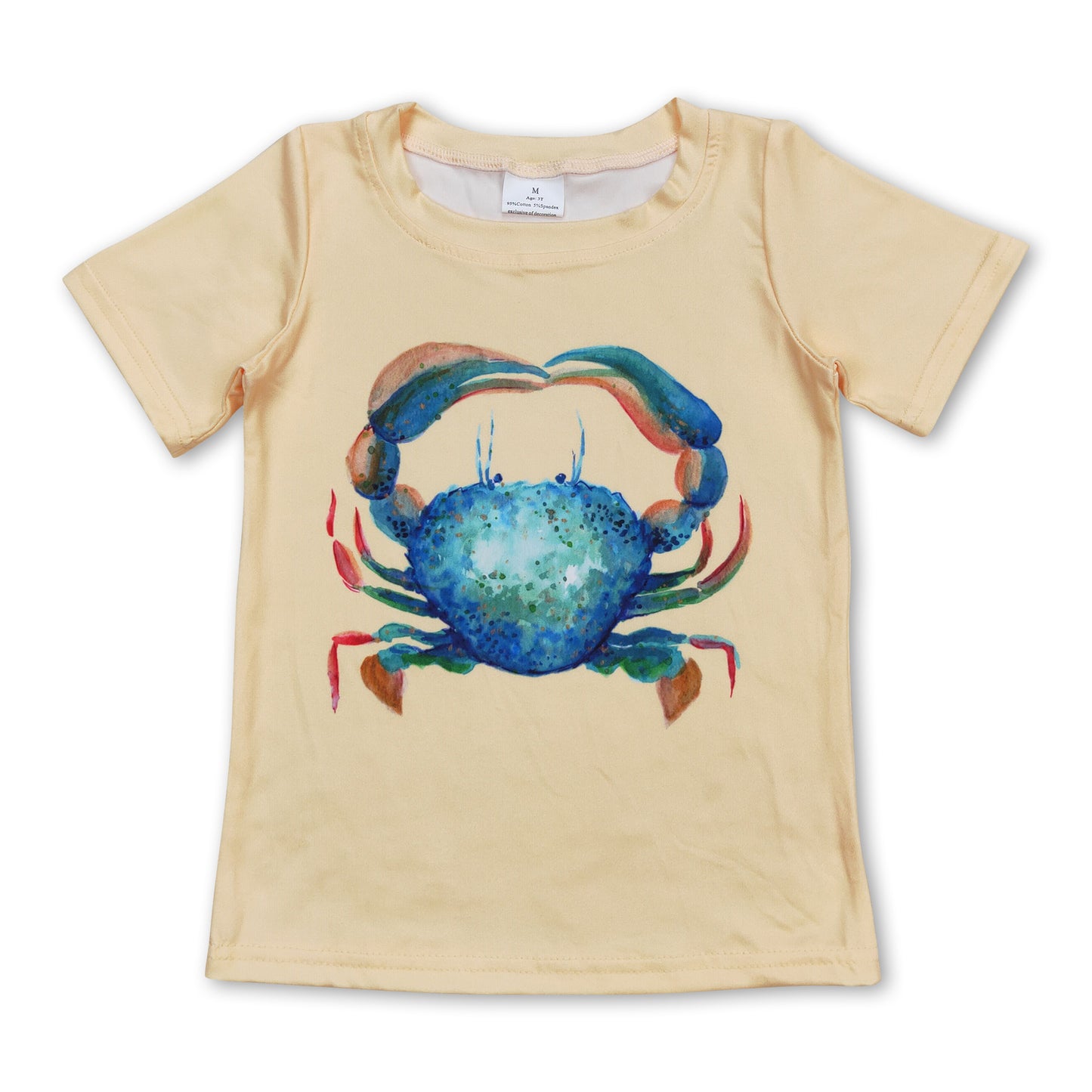 Yellow short sleeves crab boys summer shirt