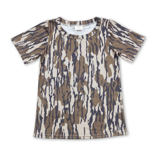 Short sleeves olive camo kids boys shirt