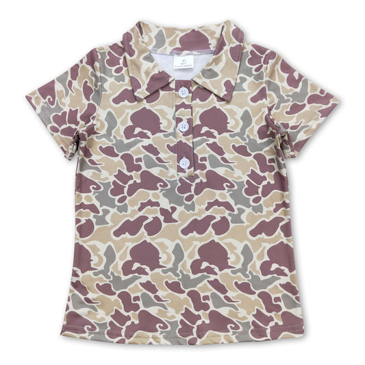 Short sleeves camo kids boys polo shirt