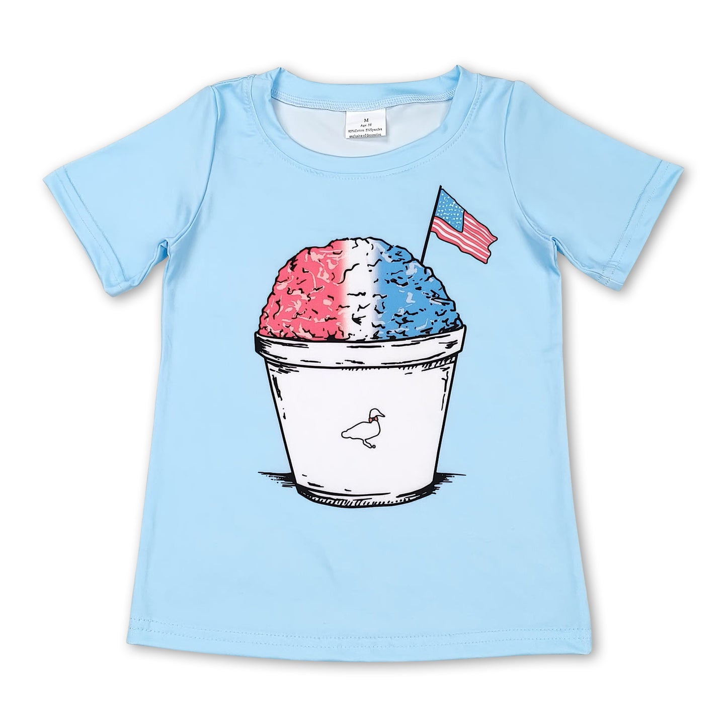 Short sleeves duck flag kids boys 4th of july shirt