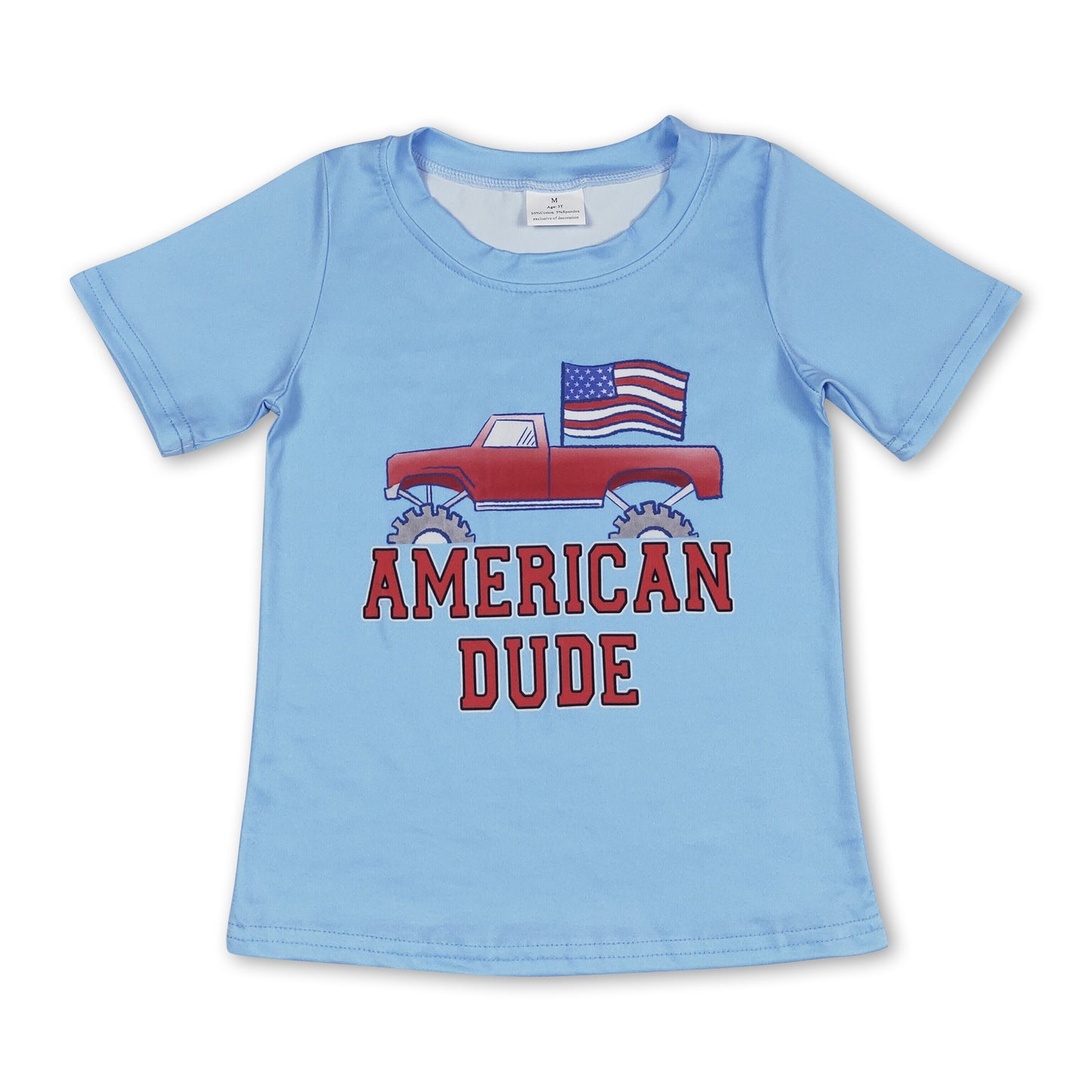 American dude flag truck boys 4th of july shirt