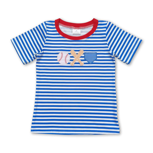 Stripe baseball short sleeves kids boys shirt