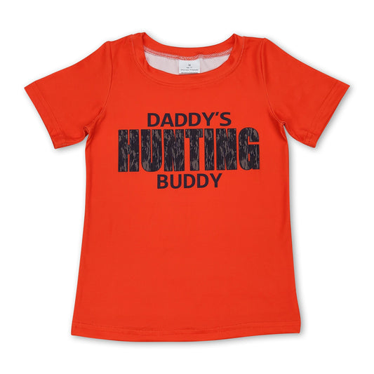 Short sleeves orange daddy's hunting buddy boys shirt