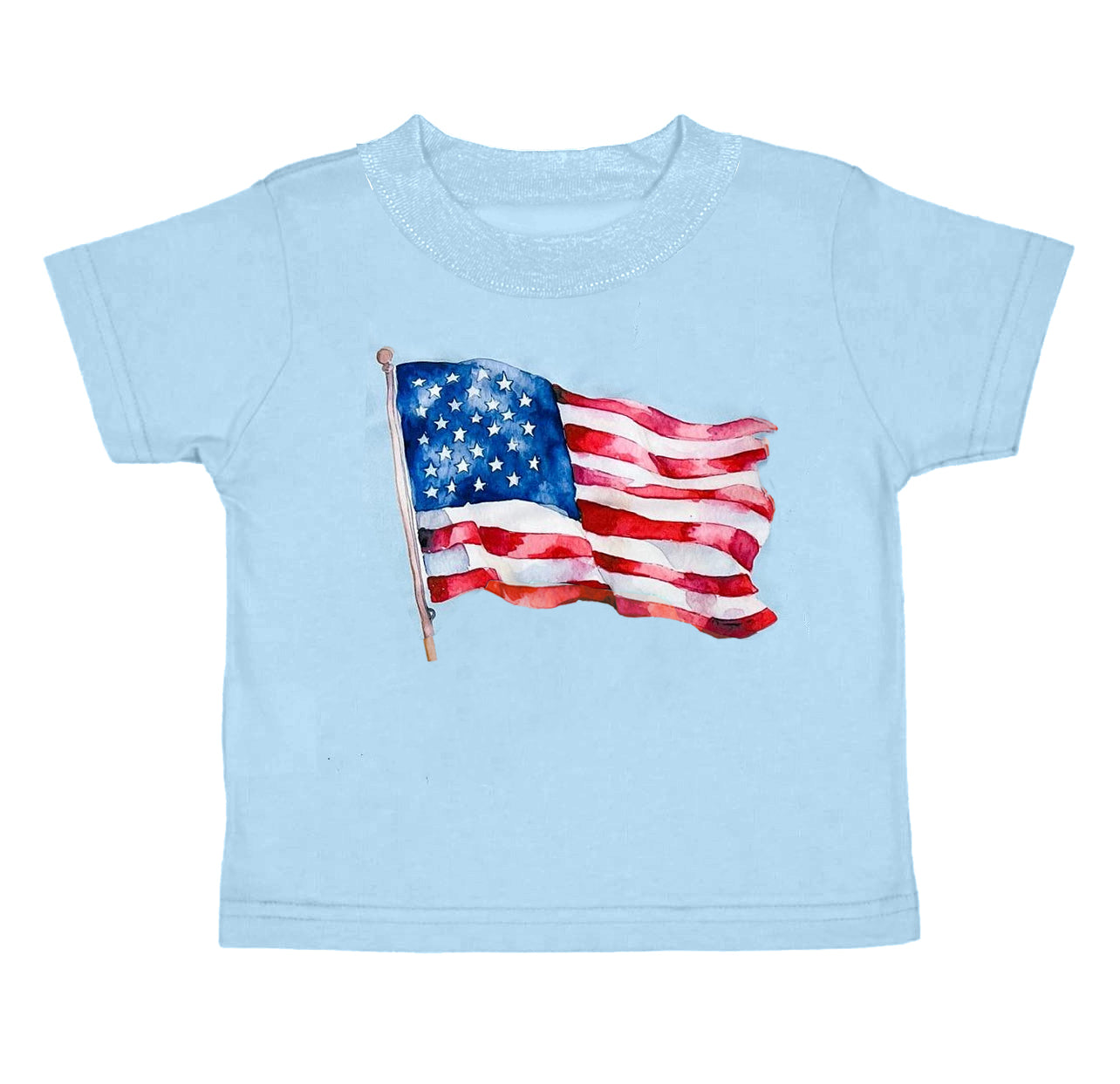 Short sleeves stars stripe flag boys 4th of july shirt