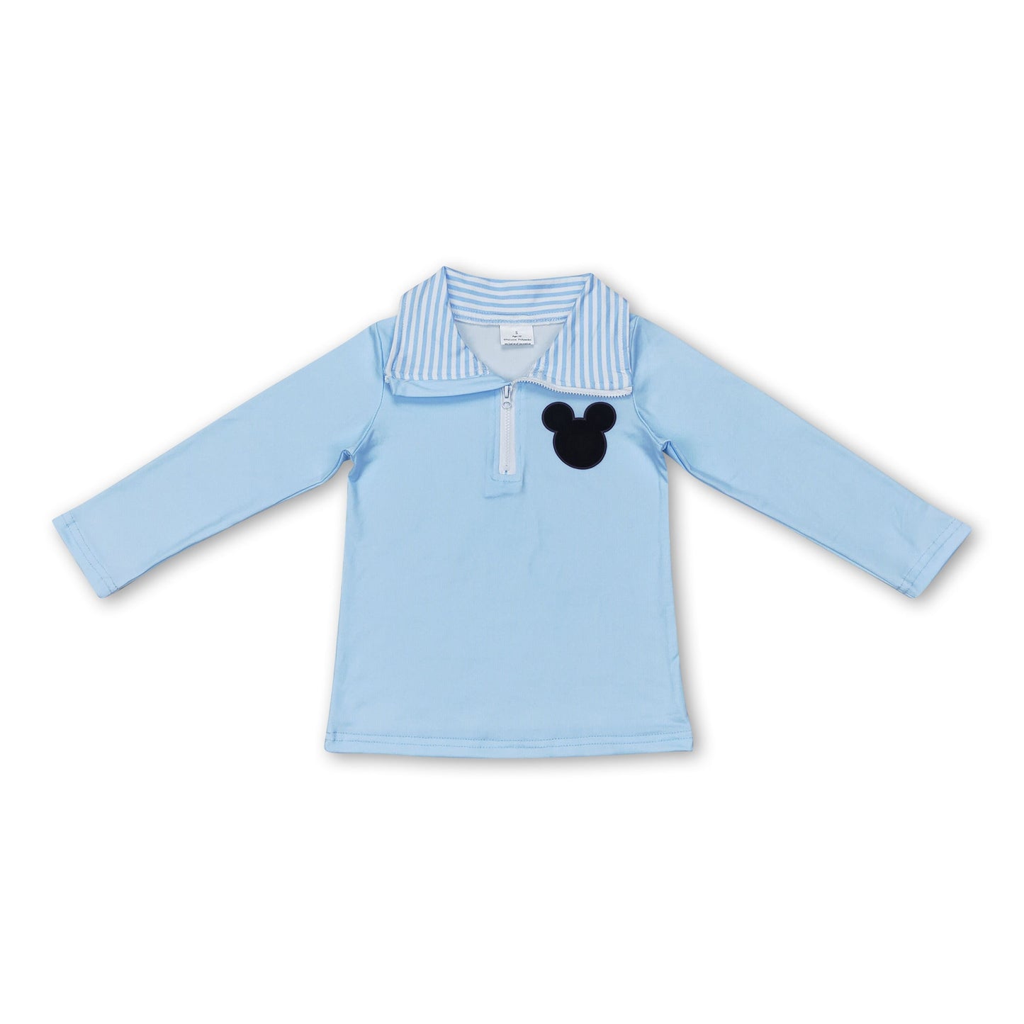 Long sleeves light blue mouse kids boys pullover