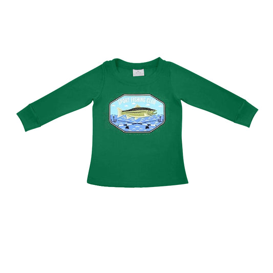 Green long sleeves fishing kids boys shirt