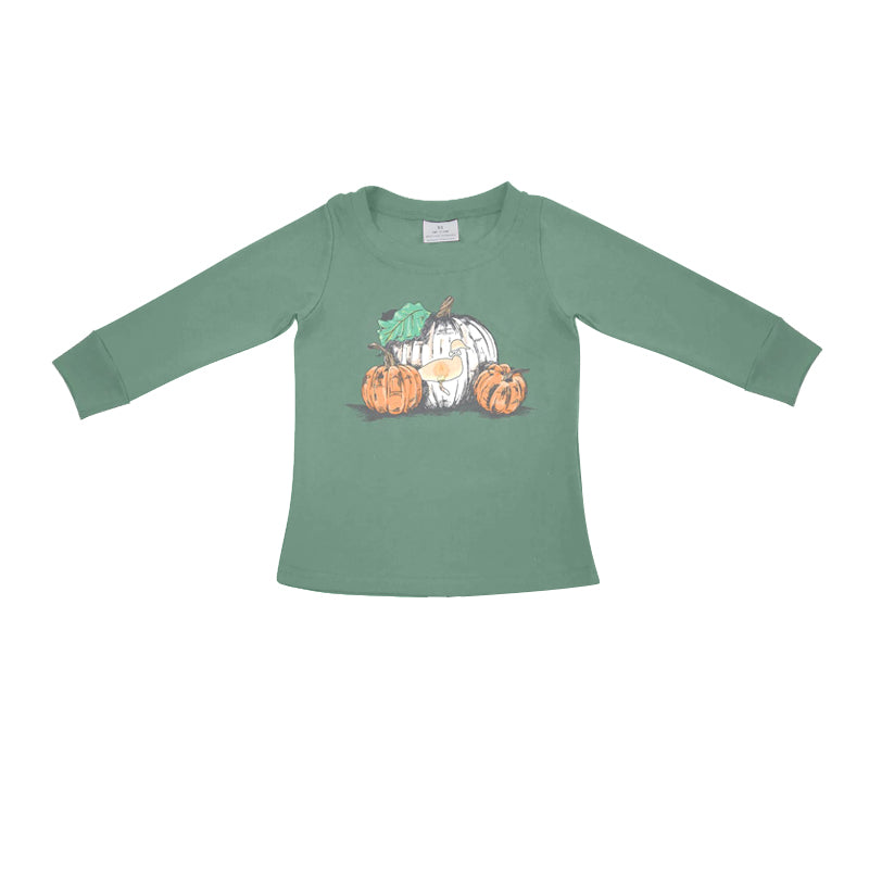 Long sleeves duck pumpkin kids boys fall shirt