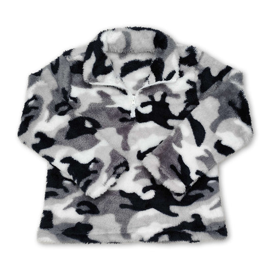 Black grey camo winter clothes baby kids pullover