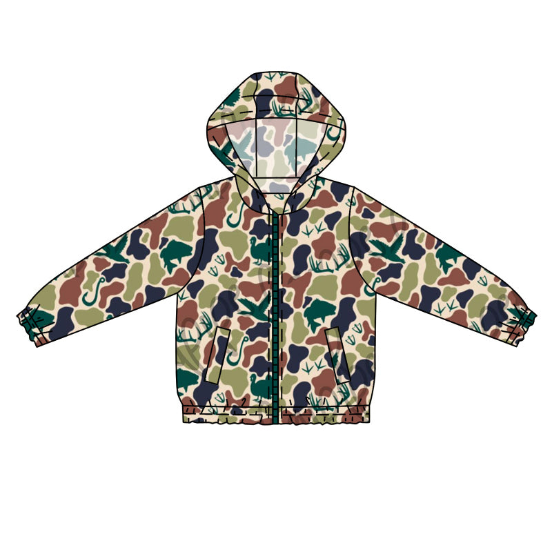 Camo duck turkey fish deer boys zipper hoodie jacket