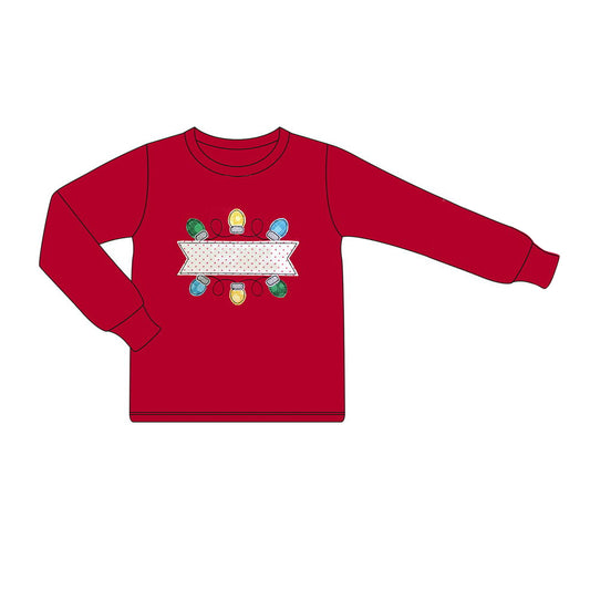 Long sleeves red Christmas lighting kids boys shirt